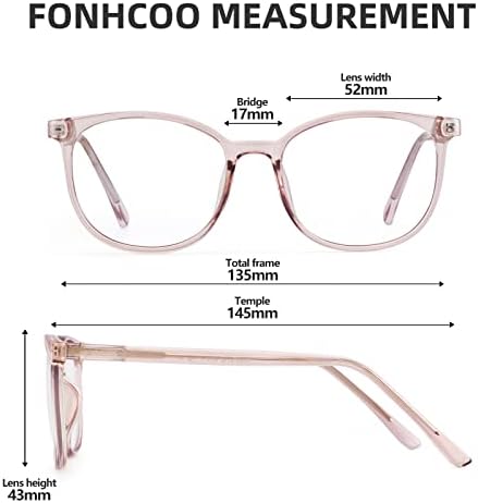 FONHCOO Blue Blocking Glasses Moda redonda TR90 Frame Estrutura transparente Eyewear Anti -UV Computer Glasses For Mulheres