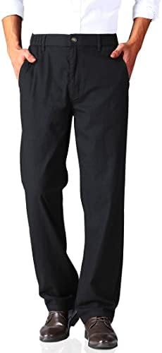 Soojun masculina de linho casual masculino, pernas retas e retas da cintura elástica da cintura