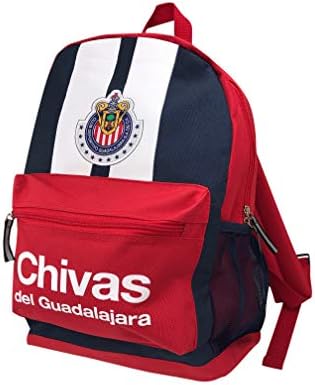 Icon Sports Soccer Backpack Bag - Chivas oficialmente licenciado C.D. LOGO DO CLUBE DE TEMPO DE GUADALAJARA LOGO COMPARTIMENTO DE FODO DE FUNDO DE FUNTOM