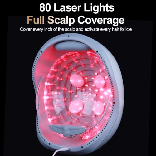Sistema de Crescimento para Cabelos Lescolton, FDA limpo, 80 diodos a laser recarregam a tampa de terapia de luz vermelha