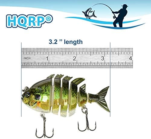 HQRP 3,2 Luração de pesca de 0,5 onças de peixe isca de manivela topwater de várias seções de seção para bluegill, bream, baixo