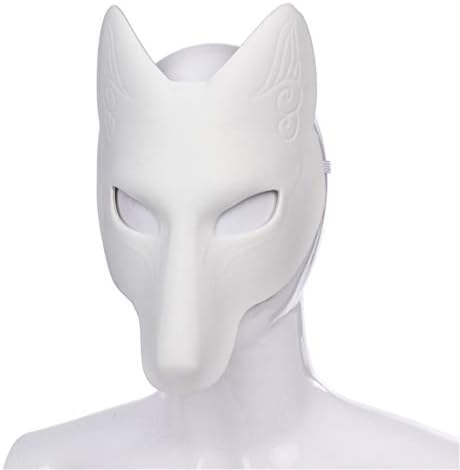 PretyZoom 5pcs Halloween Fox em branco animal feminino sem pintura Máscaras japonesas Kabuki Kitsune para máscara de traje