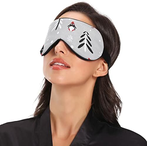 Máscara de olho do sono unissex de Natal-Penguin-xmas-tree máscara de dormir confortável