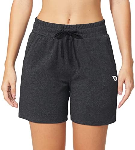 Baleaf Women's Shorts Treino Atlético Casual Cotton Lounge Walking Sweat Yoga Jersey Puxada em shorts com bolsos