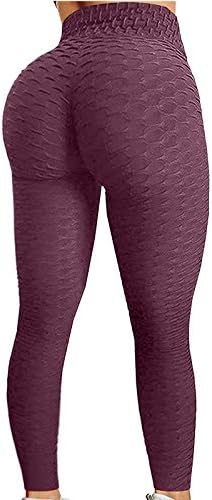 Leggings de cintura alta da bolha feminina, barriga de barriga Lucro do quadril Anti -celulite calças de ioga calças