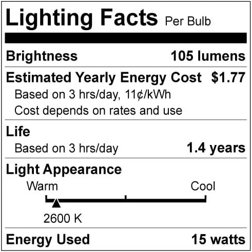 Sunlite 40148-su G16.5 Lâmpadas globais 15 watts, base de candelabros, 120 volts, clara, incandescente, diminuído, 12 contagem, 2600k