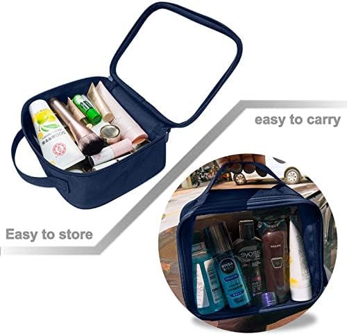 Bolsa de higiene pessoal aprovada por Anrui TSA com alça, líquidos transparentes para transportar produtos de higiene pessoal e cosméticos bagagem de mão para mulheres e homens 6 pack -blue & drakblue