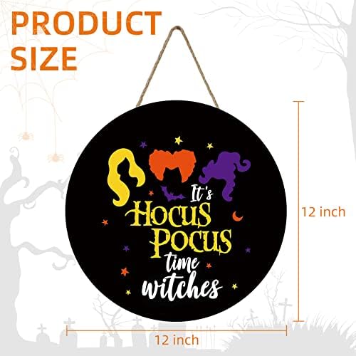 Ohiyoo Halloween hocus pocus porta sinal de halloween hocus pocus time witches welcome signo para a porta da frente hallowen madeira