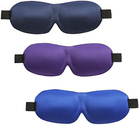 Máscara do sono 3 pacote, atualizado 3D com contornos máscara ocular para dormir com cinta ajustável - marinha/violeta/real