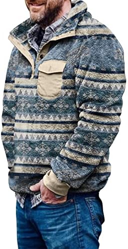 Moda de lã de suéter masculino, mangas compridas suéteres astecas quentes tops zípeira com suéteres em V para homens para homens