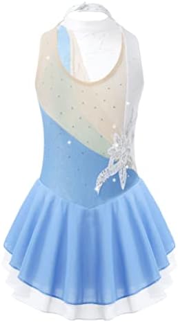 Aislor Girls Lyrical Ballet Dance Dress Vestor sem mangas strassmões figuras de patinação de gelo