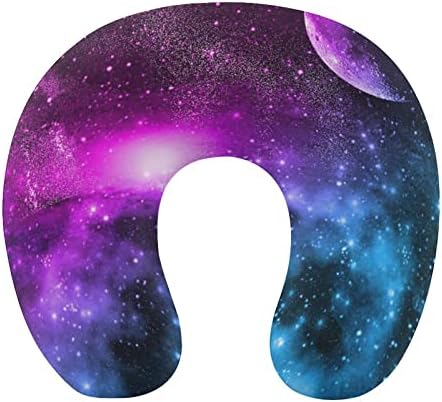 Travesseiro colorido de viagens de galáxia e suporte do pescoço de almofada em forma de espuma de espuma em forma de cabeça