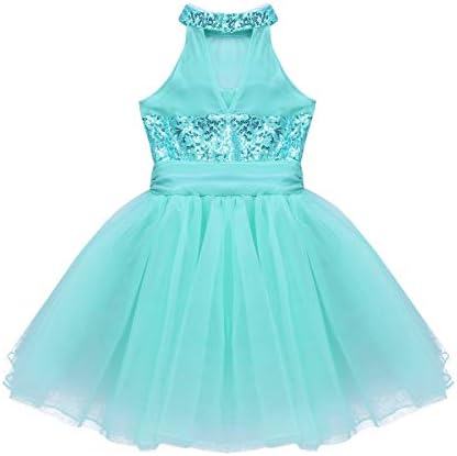 Alvivi Kids Girls Halter Halk-pescador lantejoulas Ballet Tutu Dan Wear Stage Performance Costumes Gymnastics collant