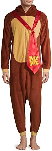 Nintendo Men Fleece Donkey Kong One Piece Kigurumi Union Suit Pajama