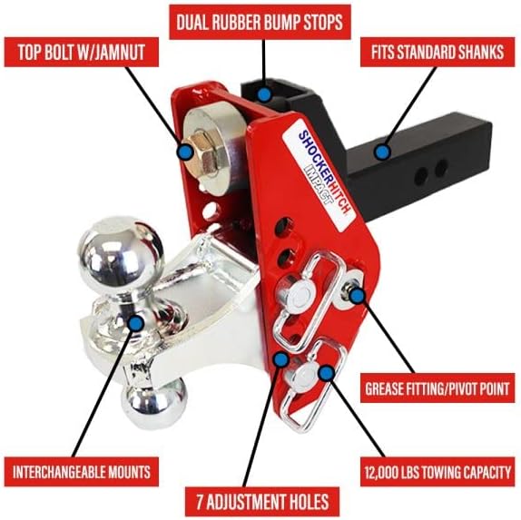 Shocker Impact Cushion Hitch Combo Ball & Sway Control Towing Kit, Cits 3 Hitch 2 Sway Arms