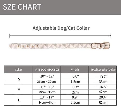 Colar de couro de cachorro, colar básico ajustável, padrão de verificação de colar de couro durável com fivela de metal, adequada para cães pequenos e médios e grandes