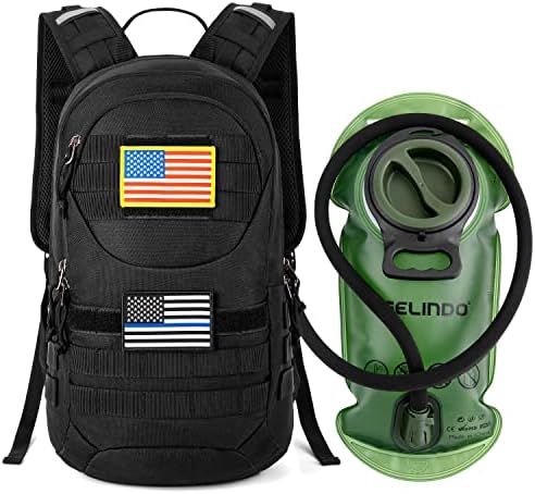 Mochila Gelindo Hydration Pack, 900d Tactical Molle Daypack com bexiga de água 2L, mochilas leves com camada de isolamento