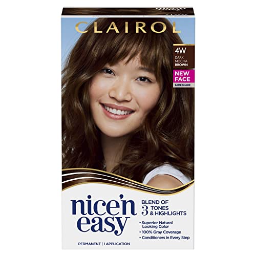 Clairol Nice'n Easy Permanent Hair Dye, 4W Mocha Brown Hair Color, pacote de 1