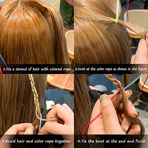 68pcs de cabelo colorido embrulhar barbante para bandeira de cabana de cabelo de gradiente de gradiente variável, Multi Rainbow Mister String Hair Wrap, Acessórios de estilo de cabelo da moda