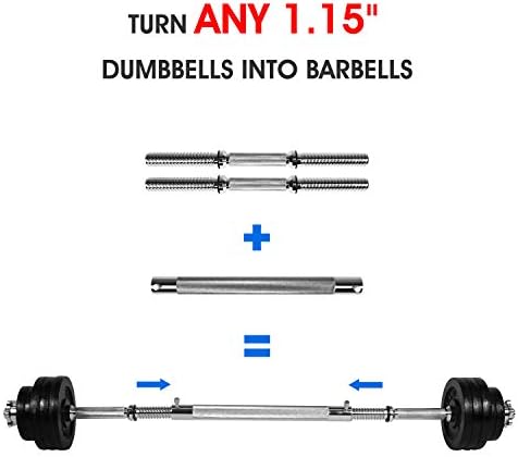 Yes4All barra de alça de aço inoxidável ajustável 1,15 polegadas com o conector Opção compatível com 52,5/105 a 200 libras halteres de ferro fundido para treinamento de força, treino de corpo inteiro e construção muscular