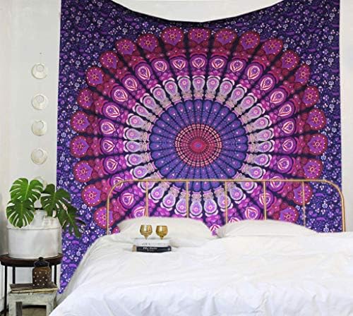 Raajsee algodão indiano de tapeçaria roxa mandala tapeçaria - tapeçaria para quarto - parede indie tapeçaria de parede