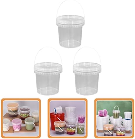 Luxshiny Clear Recipiente 3pcs Mini recipientes de sorvete de sorvete de mão Buckets Handheld Buckets Scere Cream Tanks de