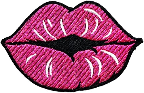 Kleenplus 2pcs. Lips de lábios rosa Patch Patch's Kiss Lady Hot Lips Sexy Sticker Craft Patches Applique Diy Aplique Bordado Costura Ferro Em Patch Emblema Costura Costura Costura Costura