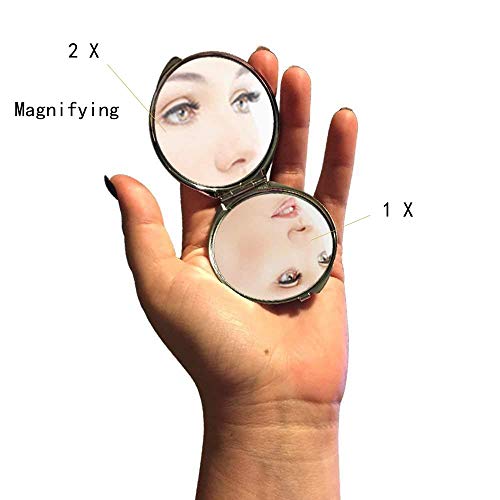 Espelho, espelho compacto, espelho de gato savana para homens/mulheres, 1 x 2x ampliação