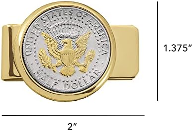 CLIP DE DINHEIRO DE COIN - SEAL PRESIDENCIAL JFK Half dólar em camadas seletivamente em camadas em ouro puro 24K, Brass MoneyClip, possui moeda, cartões de crédito, dinheiro, moeda genuína dos EUA