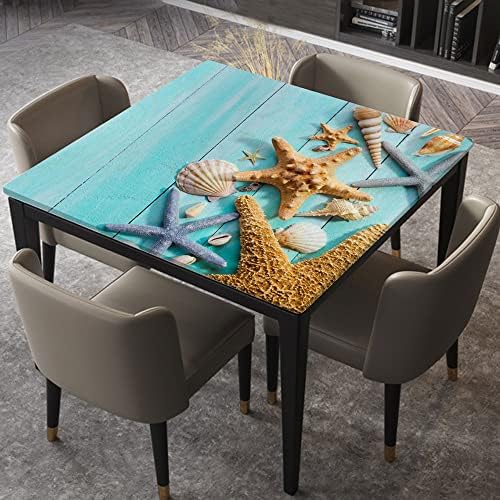 Angeljuan Cobertão de mesa de tabela de mesa elástica de poliéster com bobas à prova d'água, tábuas de madeira envelhecidas