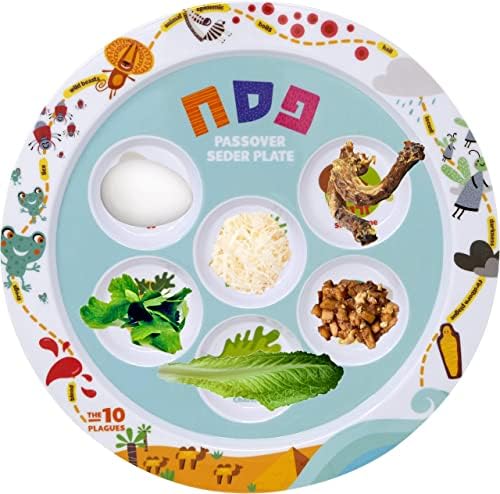 A Dreidel Company Criança Páscoa Melamina Seder Plate 10 Pragas Design, Kaarah tradicional para Pesach 9