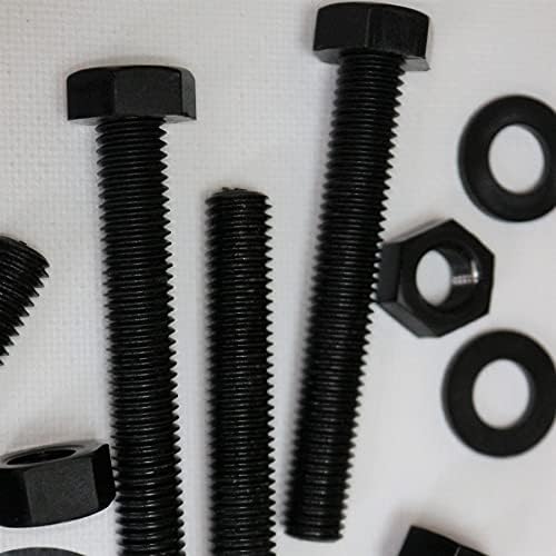 10x Cabeça de nylon preto, M10 x 70mm, porcas de plástico e parafusos, arruelas, hexagon, nylon, 25/64 x 2 3/4