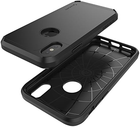 Caixa Luvvitt para iPhone XS Max com capa de proteção robusta à prova de choque de armadura pesada com coldre com clipe de cinto giratório giratório e kickstand para iPhone XS max 10s, tela de 6,5 polegadas - preto