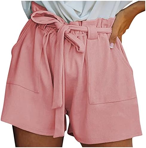 Uqrzau shorts femininos de verão casual moda veludo alta cintura alta cintura shorts ajustáveis