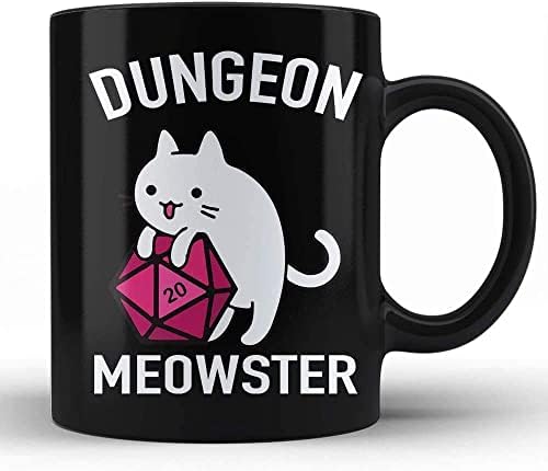 Home of Merch Dungeon Meowster D20 Coz de café 11 onças Dungeon Master Pathfinder D&D Dungeons and Dragons Novelty