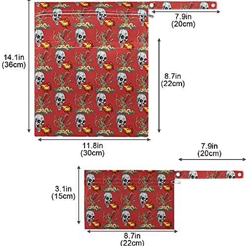 VISESUNNY WILD Predator Tree e Skull respirando desenho animado de bombeiros 2pcs bolsa molhada com bolsos com zíper