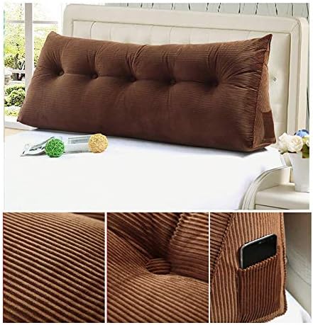 Almofada de cabeceira grande de cabeceira hhxx, travesseiro de posicionamento de almofada de cunha encheu Triangula para sofá-cama lombar-brown 150x50x20cm