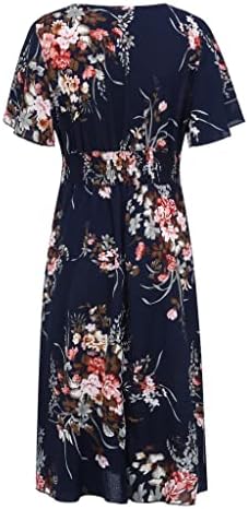 Vestido de verão para mulheres 2023 plus size moda damas floral estampado em Vido casual de manga curta estampada em V