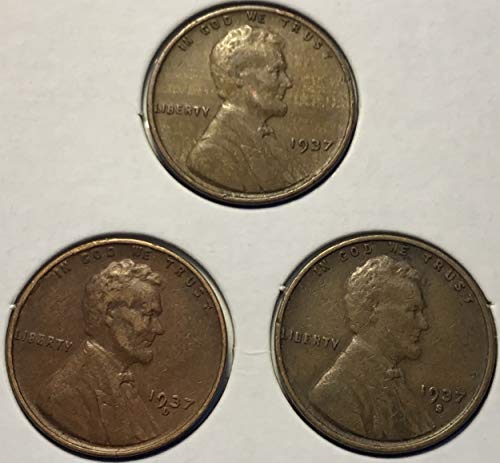 1937 PD S Lincoln Wheat Cent Set Penny Seller muito bom