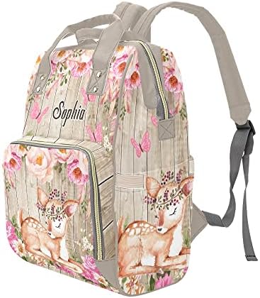 Mochila de fraldas de girafas de flores costume personalizado com nomes de enfermagem sacos de bebê para mamãe presentes