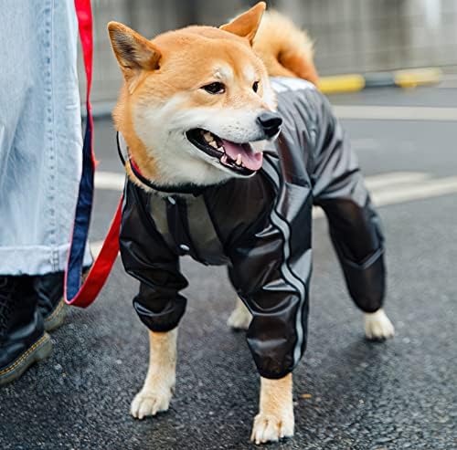 Capinho de chuva de cachorro jaqueta de cachorro impermeável, transparente, poncho leve reflexivo ajustável com orifício de