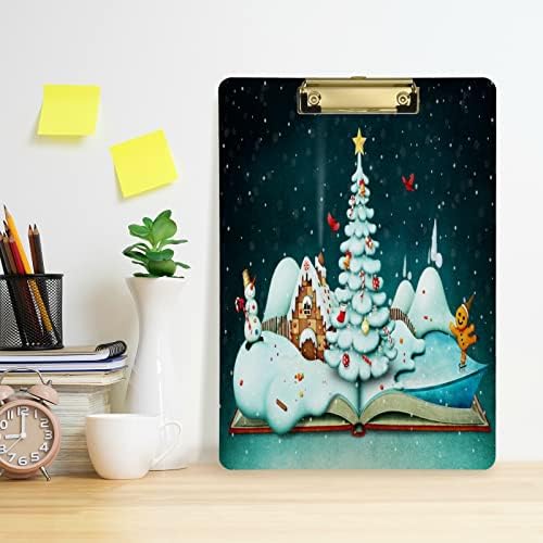 Alaza Holiday Fantasy Book Árvore de Natal Papai Noel Lipboard Tamanho da carta para estudantes, mulheres, homem, 9 x 12,5,