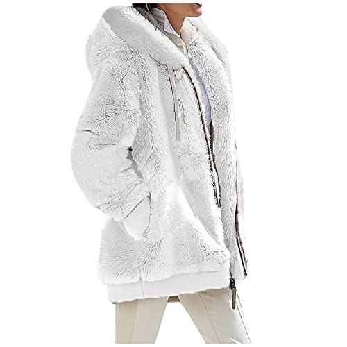 Casaco de pelúcia de lã difuso com bolsos femininos com capuz de jaqueta de lã de peles