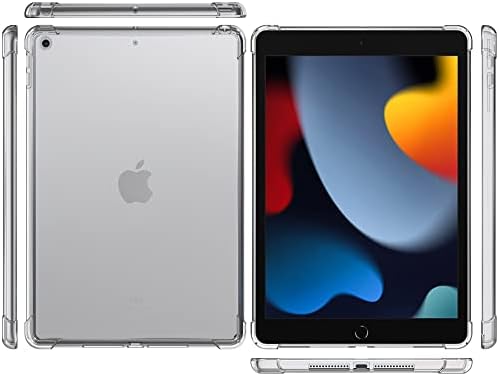 Caso do iPad 9th Generation, iPad 8th/7th Generation Caso 2021/2020/2019, borracha transparente de borracha de silicone lateral