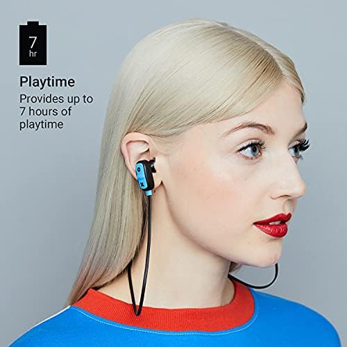 Fones de ouvido sem fio Bluetooth, gancho de orelha seguros, 7 horas de reprodução, alcance de 30 pés, chamadas livres de mãos, jam resistente ao suor ao vivo fones de ouvido azul