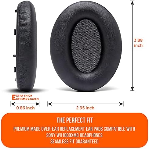 WC Wicked Cushions Earpads de substituição extra espessa compatíveis com fones de ouvido Sony WH -1000XM3 - Black