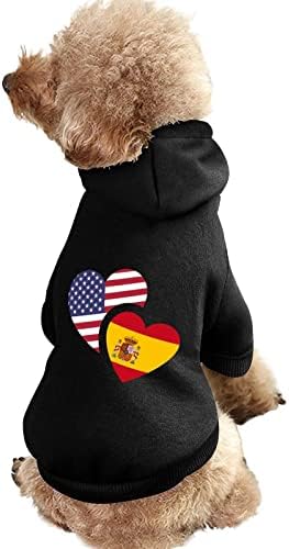 Espanha, bandeira de bandeira roupas de cachorro de inverno capuz de estimação macio e quente moletom para cães para cães médios pequenos