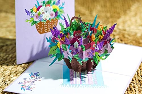 DKT Flor Handmade Flower 3D Card, Pop -Up Cartões de Flores, Cartões de Greeting, Cartão 3D, Cartão para Mã