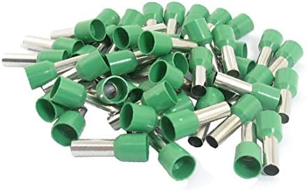 X-Dree 50pcs E1012 8AWG Tubo de plástico verde estilo tublo Tubla Isoll Ends Ends Terminal Connector (50pcs E1012 8AWG Tubo