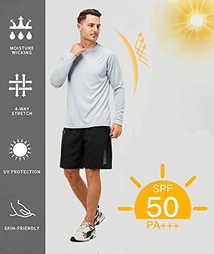 Camisas de natação de manga longa masculinas Rashguard UPF 50+ UV Sun Protection Camisa Rash Guard para caminhada Runing
